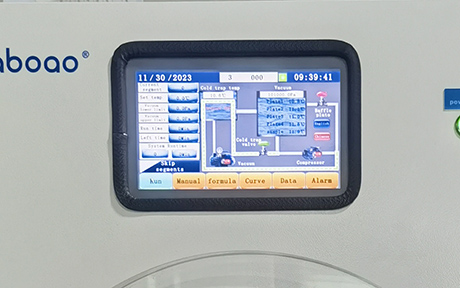 1-2Kg Small Home Use Freeze Dryer For Food detail - LCD touch screen, one button start. PLC system control, can set up programs and save different freeze drying formulas, one touch to run setted program for different samples.