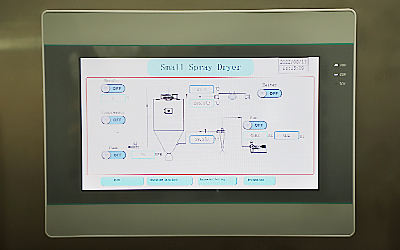 Lab Small Spray Dryer With Filter detail - LCD touch screen and PLC controller, can observe real-time working condition clearly. 